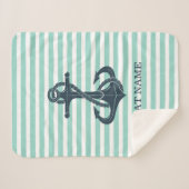 Nautik, Anker, Minze grüne Streifen Sherpadecke (Vorderseite (Horizontal))