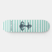 Nautik, Anker, Minze grüne Streifen Skateboard (Horizontal)