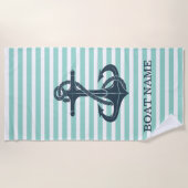 Nautik, Anker, Minze grüne Streifen Strandtuch (Vorderseite)