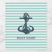 Nautik, Anker, Minze grüne Streifen Weinetikett (Einzelnes Label)