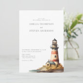 Nautik, Leuchtturm | Hochzeit auf See Einladung (Stehend Vorderseite)