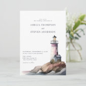 Nautik, Leuchtturm | Hochzeit auf See Einladung (Stehend Vorderseite)