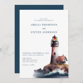 Nautik, Leuchtturm | Hochzeit auf See Einladung (Vorne/Hinten)