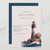 Nautik, Leuchtturm | Meer | Abendessen Probe Einladung (Vorne/Hinten)