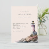 Nautik, Leuchtturm | Meer | Abendessen Probe Einladung (Stehend Vorderseite)