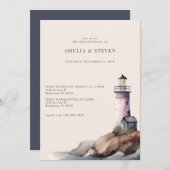 Nautik, Leuchtturm | Meer | Abendessen Probe Einladung (Vorne/Hinten)