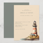 Nautik, Leuchtturm | Meer | Abendessen Probe Einladung (Vorne/Hinten)