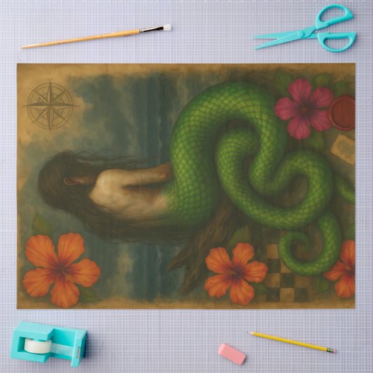 Nautikal-verzauberte Viper-Schwanz-Siren Seidenpapier (Basteln)