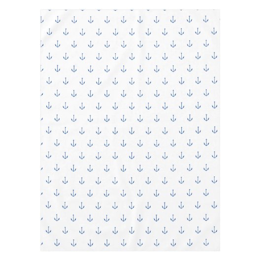 Nautikblau-weiße Ankermuster moderner Sommer Tischdecke (Vorderseite)