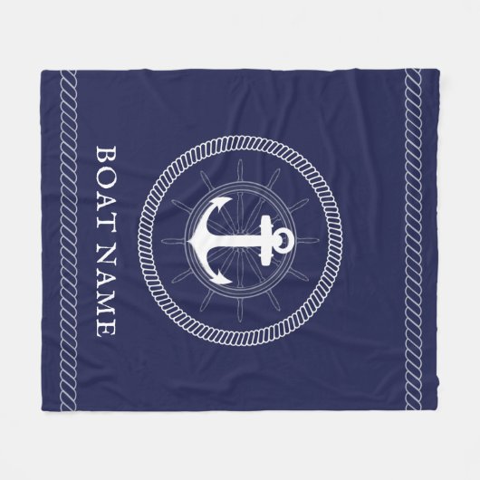 Nautikblauer Anker Custom Fleecedecke (Vorderseite (Horizontal))