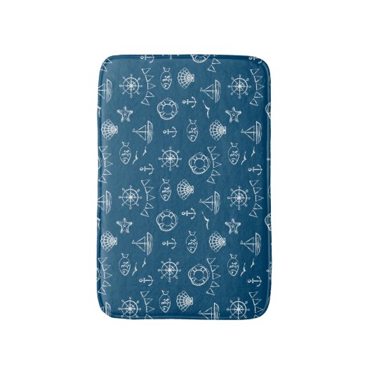 Nautikkühl Zeichnend Muster 2 Badematte (Vorderseite Vertikal)