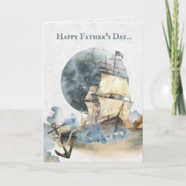 Nautikschiff, Vollmond und Anchor Vatertag Karte