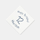 Nautikseil knöpft blauer weißer Geburtstagstempel Serviette (Ecke)
