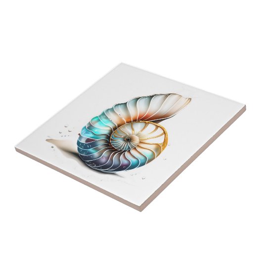 Nautilus 3D iridescent Mutter Perlstrandstrasse Mu Fliese (Seite)