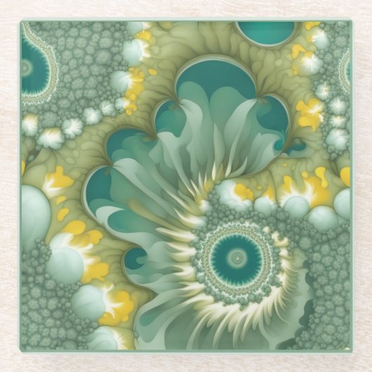 Nautilus Abstrakt Glasuntersetzer (Vorderseite)