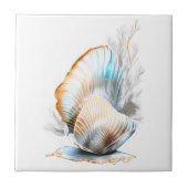 Nautilus clam seashell iridescent glänzenden Stran Fliese (Vorderseite)