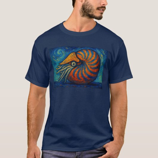 Nautilus im van Gogh Stil T-Shirt (Vorderseite)