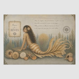 Nautilus Meerjungfrau Decoupage Vintage Küstenstra Seidenpapier