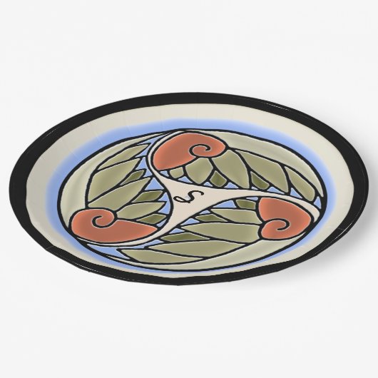 Nautilus Mit Monogramm Pappteller (Schrägansicht)