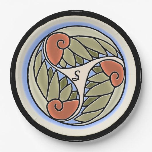 Nautilus Mit Monogramm Pappteller (Vorderseite)