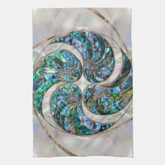 Nautilus Muschel - Abalone und Pearl Geschirrtuch (Vertikal)