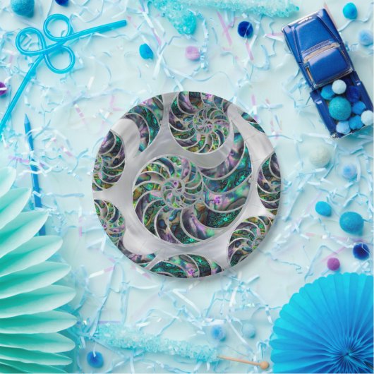 Nautilus Muschel Abalone und Pearl Pappteller (Party)