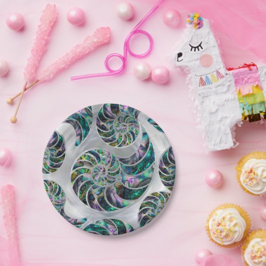 Nautilus Muschel Abalone und Pearl Pappteller (Party)