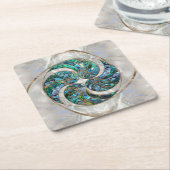 Nautilus Muschel - Abalone und Pearl Rechteckiger Pappuntersetzer (angewinkelt)