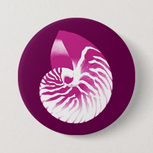 Nautilus-Muschel - Auberginen lila und weiß Button