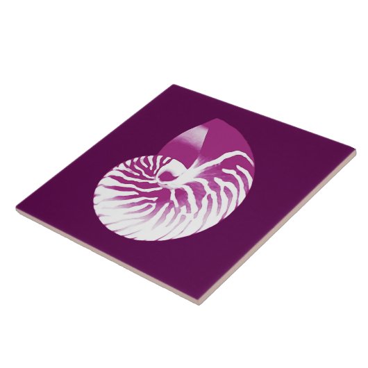 Nautilus-Muschel - Auberginen lila und weiß Fliese (Seite)
