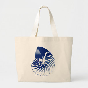 Nautilus-Muschel - blau und weiß Jumbo Stoffbeutel