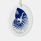 Nautilus-Muschel - blau und weiß Keramik Ornament (Rechts)