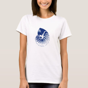 Nautilus-Muschel - blau und weiß T-Shirt