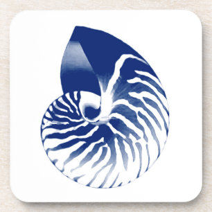 Nautilus-Muschel - blau und weiß Untersetzer
