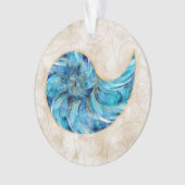 Nautilus Muschel Blaue Wasserfarbe Ornament (Vorderseite)