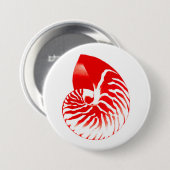 Nautilus-Muschel - dunkelrot und weiß Button (Vorne & Hinten)