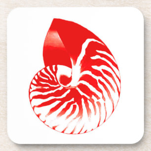 Nautilus-Muschel - dunkelrot und weiß Untersetzer