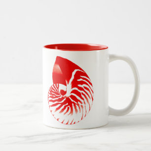 Nautilus-Muschel - dunkelrot und weiß Zweifarbige Tasse
