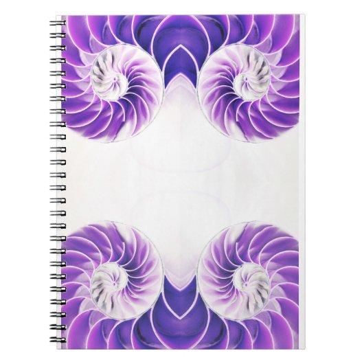 Nautilus Muschel Fibonacci Notebook - Lila White Notizblock (Vorderseite)