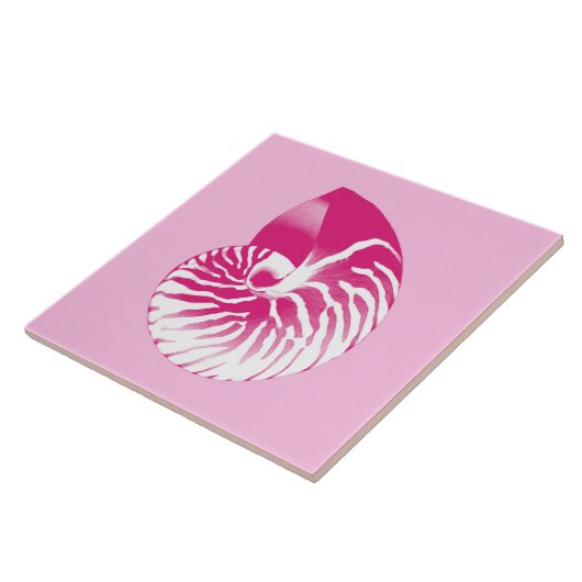 Nautilus-Muschel - fuchsienrosa und weiß Fliese (Seite)