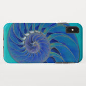 Nautilus-Muschel im Blau Case-Mate iPhone Hülle (Rückseite (Horizontal))