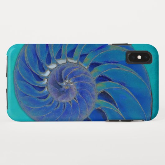 Nautilus-Muschel im Blau Case-Mate iPhone Hülle (Rückseite (Horizontal))