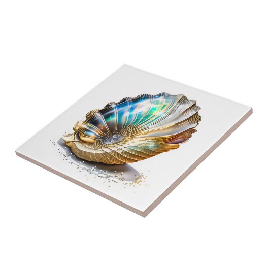 Nautilus Muschel iridescent Mutter Perlstrand Meer Fliese (Seite)