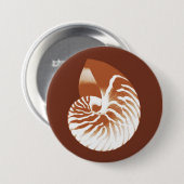 Nautilus-Muschel - Kakaobraun und weiß Button (Vorne & Hinten)
