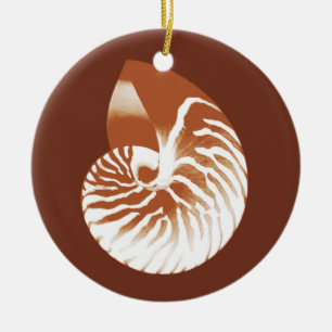 Nautilus-Muschel - Kakaobraun und weiß Keramikornament
