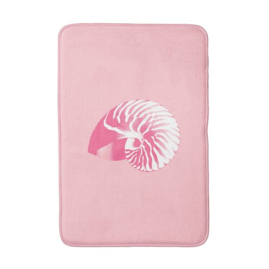 Nautilus-Muschel - Korallenrosa und Weiß Badematte (Vorderseite Vertikal)