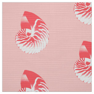 Nautilus-Muschel - Korallenrosa und Weiß Stoff