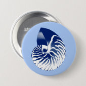 Nautilus Muschel - Marine, weiß & hellblau Button (Vorne & Hinten)