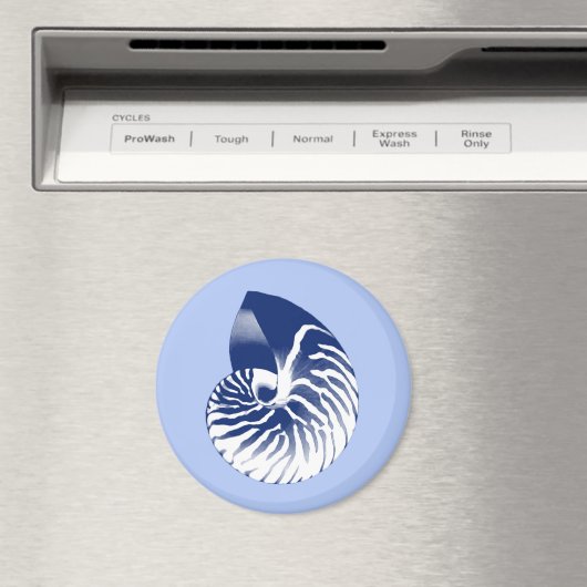 Nautilus Muschel - Marine, weiß & hellblau Magnet (In Situ (Geschirrspüler))