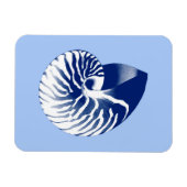 Nautilus Muschel - Marine, weiß & hellblau Magnet (Horizontal)